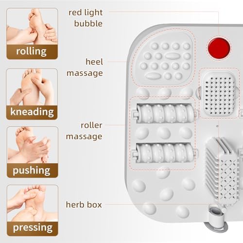 Collapsible Foot Spa Bath with Heat and Massage Rollers, Foldable Foot Bath Massager with Acupressure Massage Points,Red Light, with Smart Heating for Home Spa Use for Gift
