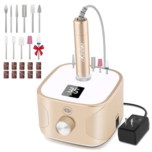 Kredioo Nail Drill Professional Electric 35000RPM Nail Drill Machine Kit Remove Gel Nails Acrylic Polish Thick Toe with 11 Sanding Bits E File Set