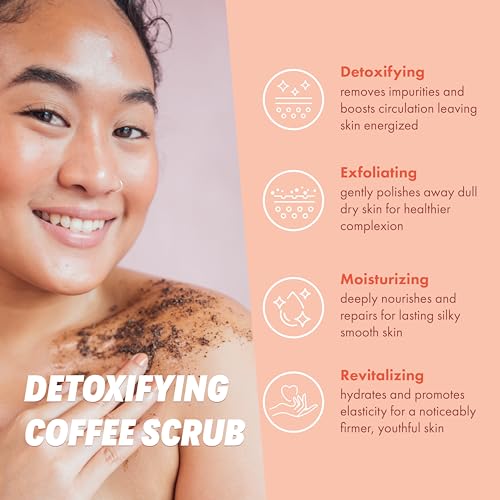 Coffee Scrub Foot & Body Exfoliator Infused with Vitamin E and Orange Peel Natural Exfoliating Sugar Body Scrub for Toning Cellulite Skin Care by Handmade Heroes
