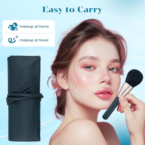 Cosmetic Makeup Brushes Set, Professional Make up Set, Premium Brush Kit tools, Soft Synthetic Hair for Face, Cheek, & Eye Makeup, with Leather Pouch (Dark Green,7 Pcs)