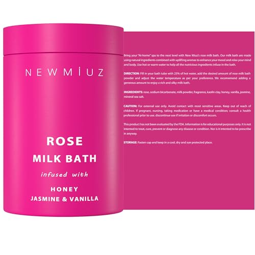 Calming Rose Coconut Milk Bath Soak Moisturize Soften Skin Honey Jasmine Vanilla Destress Luxury Spa Bath Salt Powder Stress Relief Gifts for Women