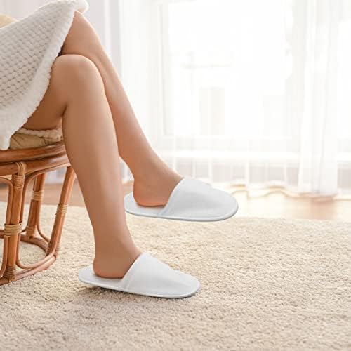 Jecery 40 Pairs Disposable House Slippers for Guests Bulk Slipper Pack for Hotel Spa Travel Shoeless Home White Closed Toe