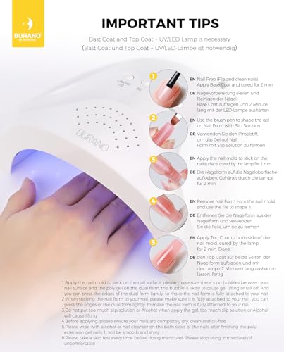 BURANO Poly Extension Gel Nail Kit, 6 Colors Nail Poly Nails Builder Gel Set for Beginner & Professional Using, DIY Starter Kit Nail Art Gift (glitter)