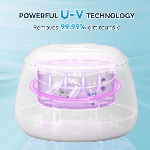 KUNPHY Ultrasonic Retainer Cleaner, 48kHz Denture Cleaner Machine with Cleaning Tablets, Water-Proof Dental Cleaning Pod for Deep Cleaning Night Guard, Mouth Guard, Aligner, Jewelry, White