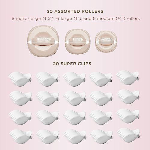 INFINITIPRO BY CONAIR Ceramic Flocked - Hot Rollers for Long, Medium, and All Hair - Hair Curler - Hair Roller Clips Included - 1 1/4-inch, 1-inch, and 3/4-inch Rollers