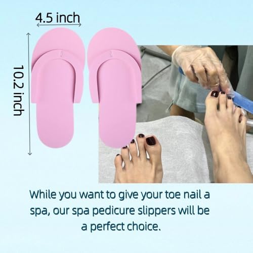 Khakho Pedicure Slippers Disposable Flip Flops for Pedicures 12 Pair Pink Pedicure Flip Flops for Women Salon Spa Beach Party Guests