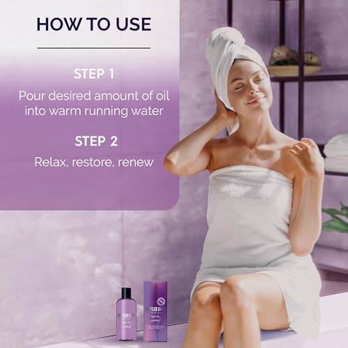 Lavender Bath Oil with Marula, Rosehip, and Jojoba Oils, Chamomile Extract, and 100% Pure Natural Essential Oil, Great Mother's Day Gift, 4oz, for Men and Women, Made in USA