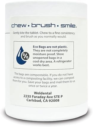 Chewtab Advanced Whitening Toothpaste Tablets with Nano-Hydroxyapatite 180 Count Refill (Peppermint)