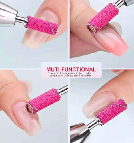 200Pcs Mini Nail Drill Bits Small Sanding Bands for Nail Drill with 3 mm Mandrel Bit, 80 120 180 240 Fine Grit Nail File for Acrylic Nails Gel Manicures and Pedicure (200pcs)