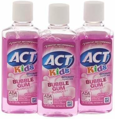 Kids Travel Size Mouthwash Bubble Gum - 1 oz. (Pack of 3)