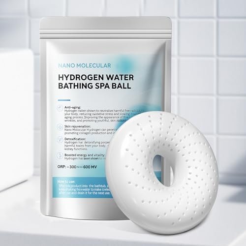 Hydrogen Bath Ball Tablets Bombs for Muscle & Stress Relief – H2 Molecular Hydrogen Bombs for Spa & Hydrogen-Rich Water Soaking, Reusable Design for Full Body, Foot, or Hand Bath-White
