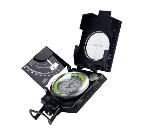 AOFAR Military Compass AF-4074 Black or Hiking,Lensatic Sighting Waterproof,Durable,Inclinometer for Camping,Boy Scount,Geology Activities Boating