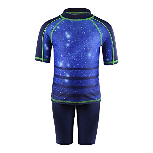 Julysand Toddler Boys Blue Rash Guard Sets Universe Striped Swimsuit Two Piece Swimwear Sun Protection Suit