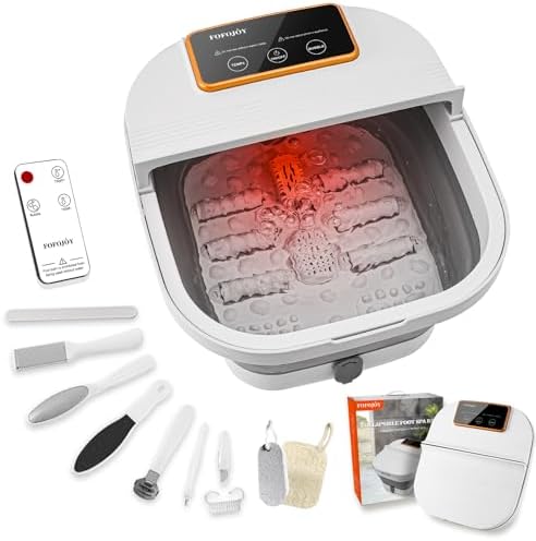 Collapsible Foot Spa with Heat and Remote Control, Massage Rollers, Bubble, Foot Pedicure Kit, Temperature Control, Red Light, Foot Bath and Pumice Stone Pedicure Foot Spa