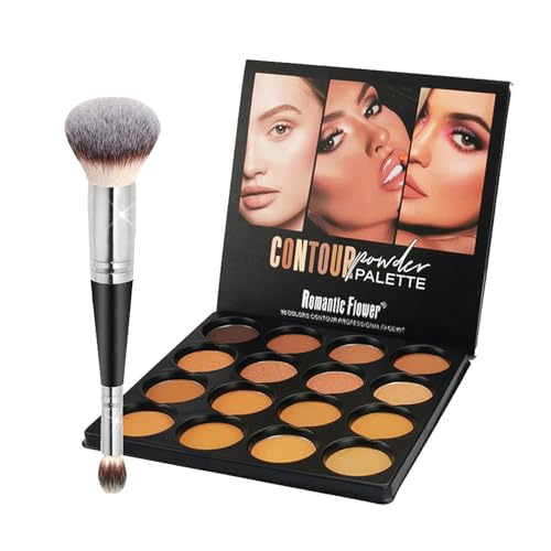 Concealer Contouring Palette, 16 Colors Medium to Dark Color Corrector Combination Cosmetics Powder Palette with Brush, Cover Dark Circles, Bruises, Age Spots, Blemish, Vegan & Cruelty Free