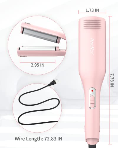 Hair Crimper, Professional 1/2 Inch Curling Iron, 3 Ceramic Barrels Hair Waver with Small Negative Ions, Dual Voltage for Home and Travel