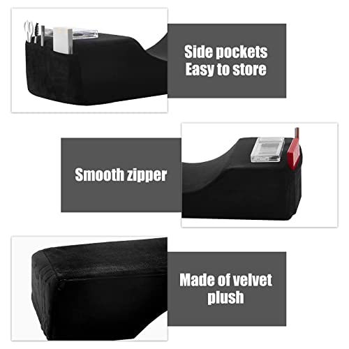 Comfortable Eyelash Extension Neck Pillow,Memory Foam Neck Contour Pillow for Sleeping Support,Beauty Salon Lash Grafting Pillow,Removable Black Velvet Cervical Pillow