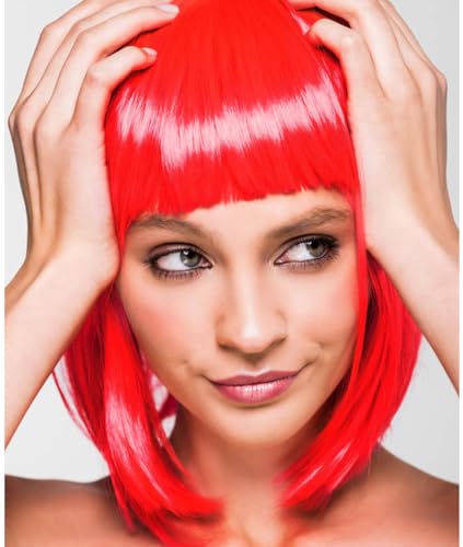 Colored Wigs 6 Pack, Short Bob Hair Neon Colorful Party Wigs for Women Girls Cosplay Costume Party Holiday Bachelorette Night Club (Orange,Red,Blue,Purple,Green,Hot Pink)