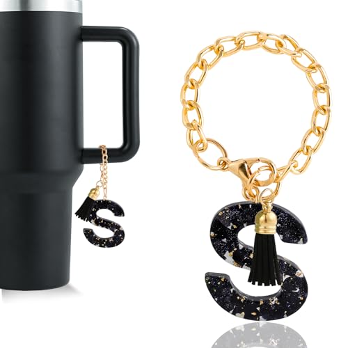 Letter Charm Accessories for Stanley Cup 1 PCS Cute Initial Keychain Handle Charm for Stanley Tumbler for Women Pink Letter I