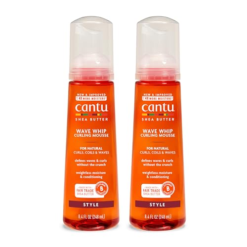 Cantu Wave Whip Curling Mousse for Natural Hair with Pure Shea Butter, 8.4 fl oz (Pack of 2)