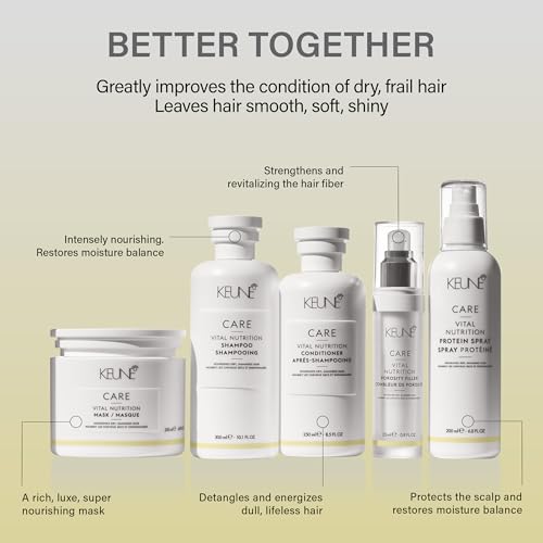Keune Care Vital Nutrition Shampoo, Intense Nourishing & Moisturizing Cleanser for Dry or Damaged Hair, 10.1 Fl Oz