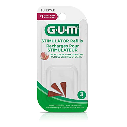 GUM Stimulator Refills - 3 Rubber Tips Included - Compatible with The GUM Stimulator Permanent Handle - Massager for Gums, Plaque Removal and Gum Health, 3ct, 6pk
