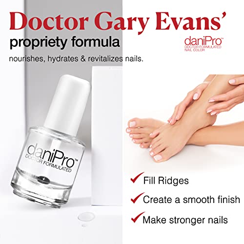 daniPro Doctor-Formulated Clear Base Coat Nail Polish, 0.5 oz - Base Coat Nail Polish with Undecylenic Acid, Vitamins & Biotin - Nail Base Coat for Stronger, Healthier Nails, Manufactured in the USA