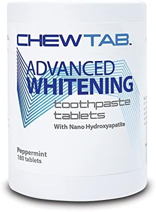 Chewtab Advanced Whitening Toothpaste Tablets with Nano-Hydroxyapatite 180 Count Refill (Peppermint)