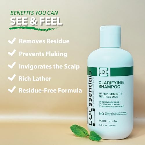 Clarifying Shampoo for Locs – Professional Loc Shampoo for Dreads, Twists, Braids, Interlocks, Microlocs, Dreadlocks, Faux Locs Crochet Hair – with Peppermint and Tea Tree Oils
