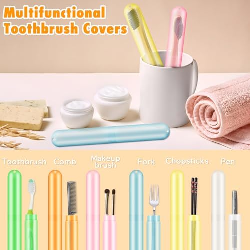 HOFASON 24PCS Large Travel Toothbrush Holders Covers in Bulk 8x1.2x0.8 inches, Kids Classroom Plastic Pencil Case, Portable Toothbrush & Toothpaste Case Storage for Travel Home School Use (6 Colors)