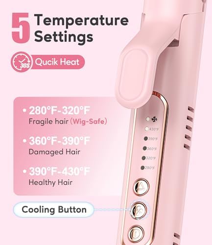 Chill Set Soft-Air Curling Iron: Gentle Soft Air for Quick Styling & Long-Lasting Curls, Lock in Style with Cooling Air Vents, 2-in-1 Hair Straightener & Curler with Upgraded Long Barrel, Pink