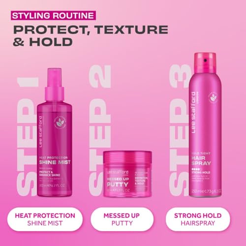 Lee Stafford Hair Styling Pomade | Messed Up Putty - Lighweight, Pliable Shaping Wax Paste, All Lengths, Firm Hold for Texturizing & Definition, Flyaway Tamer, Smoothing Slick Back, Men & Women