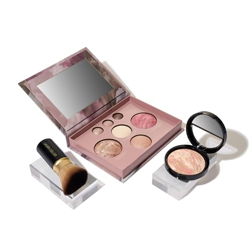 LAURA GELLER NEW YORK Baked Starter Kit: Porcelain - Best of the Best Full Face Palette + Baked Balance-n-Brighten Powder Foundation + Retractable Angled Kabuki Brush Set