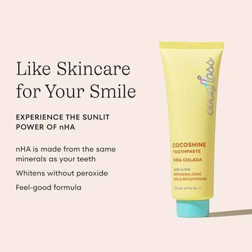 Cocoshine Whitening Toothpaste, Remineralize & Repair Sensitive Teeth, Fluoride-Free with n-HA, Kid-Friendly, Pina Colada, 3.4 oz