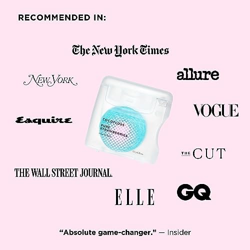 Cocofloss Woven Dental Floss, Dentist-Designed Oral Care, Strawberry Scent, Waxed, Expanding, Kid-Friendly String Floss with Coconut Oil, 4 Spools (33 yd Each)
