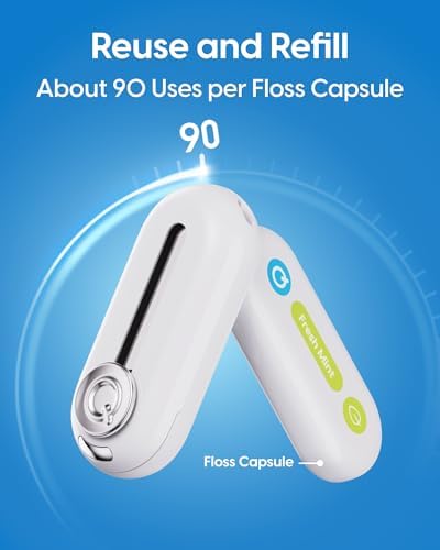 C1S Reusable Flosser Set, Auto-Restringing Flosser with Replaceable Floss Capsule, Multi-Hygiene, Portable Travel Floss, Recyclable Zero Waste, Super Mint (Abyss Black)
