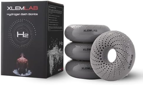 Hydrogen Bath Bombs for Men, Hydrogen Bath Soak, H2 Water for Sport Fitness Enthusiast, Refreshes Body Mind Skin Hydration Anti-Aging 4 Packs Gray