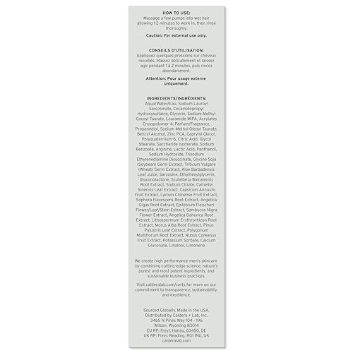 Caldera + Lab The Shampoo | Men’s Shampoo for Healthy Hair, Sulfate-Free Daily Cleanser, Dermatologically Tested - All Hair Types