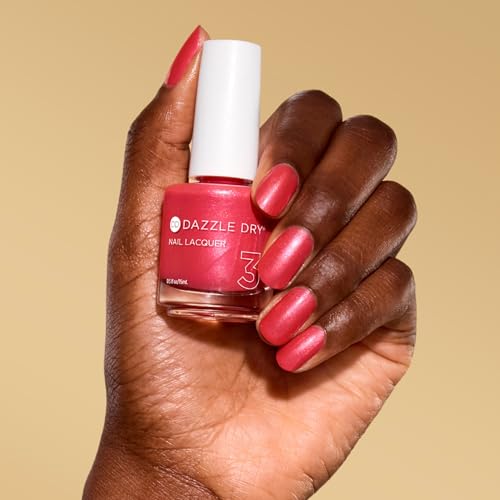 Dazzle Dry Nail Lacquer (Step 3) - Poolside Pink - A deep coral pink-red. Semi-sheer shimmer. (0.5 fl oz)