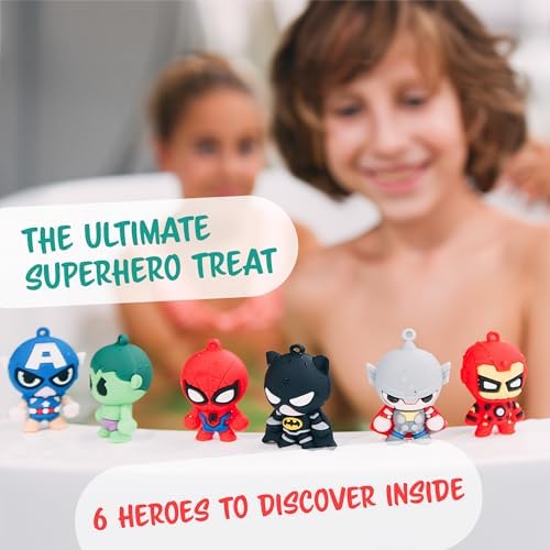COSMETICS STORIES-Superhero Bath Bombs for Kids with Surprise Inside - Organic, Gentle, and Mess-Free Bath Time Fun for Kids - Vibrant Colors and Amazing Scents - Amazing Gift for Superhero Fans