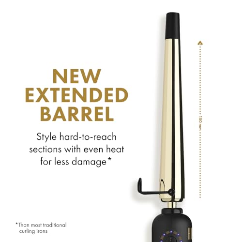 HOT TOOLS 24K Gold Extended Barrel Oval Tapered Curling Wand for Bouncy Curls | No Clamp for Quick and Easy Styling, Fan-Favorite 24K Gold Technology for Long-Lasting Results