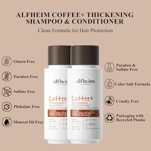Caffeine Shampoo and Conditioner Set | Strengthens Hair & Supports Scalp Health | Biotin & Niacinamide for Thicker, Fuller Hair | Sulfate-Free for Oily Scalp & Thinning Hair | 10.7 oz Each