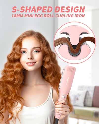 Hair Crimper, Professional 1/2 Inch Curling Iron, 3 Ceramic Barrels Hair Waver with Small Negative Ions, Dual Voltage for Home and Travel