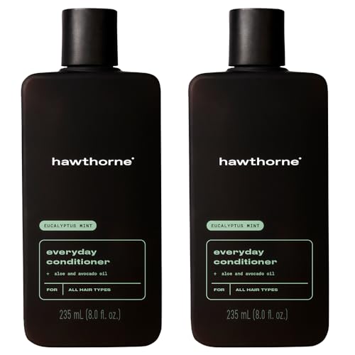 Hawthorne Men's Everyday Conditioner. For Stronger, Smoother, Healthier Hair with Plant-Derived Glycerin. Mint and Eucalyptus Scent. Natural, Sulfate Free, Paraben Free. 2-Pack.