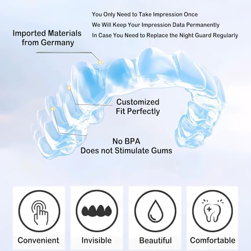 Custom Night Guard, Custom Mouth Teeth Guards Against Teeth Grinding/Clenching Dental Retainer for TMJ Relief and Bruxism (One Upper Guard)