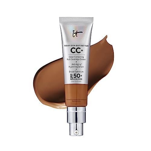 IT Cosmetics Your Skin But Better CC+ Cream, Neutral Rich - Color Correcting Cream, Full-Coverage Foundation, Hydrating Serum & SPF 50+ Sunscreen - Natural Finish - 1.08 fl oz