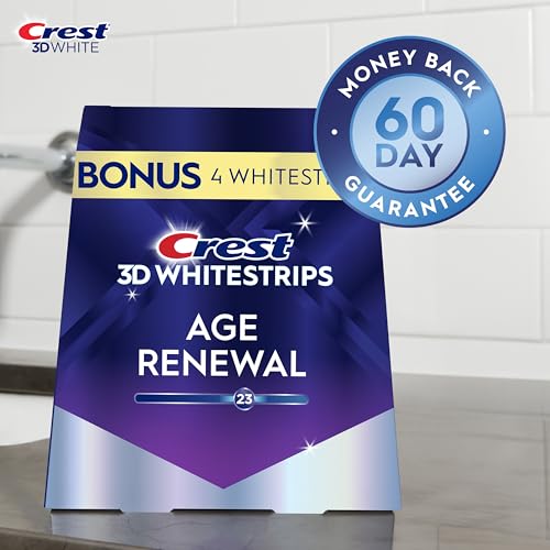 Crest 3D Whitestrips Age Renewal – Teeth Whitening Kit, 24 Treatments (20 + 4 Bonus), Each with 1 Upper/1Lower, 48 Strips – Crest 3DWhite Teeth Whitening Strips