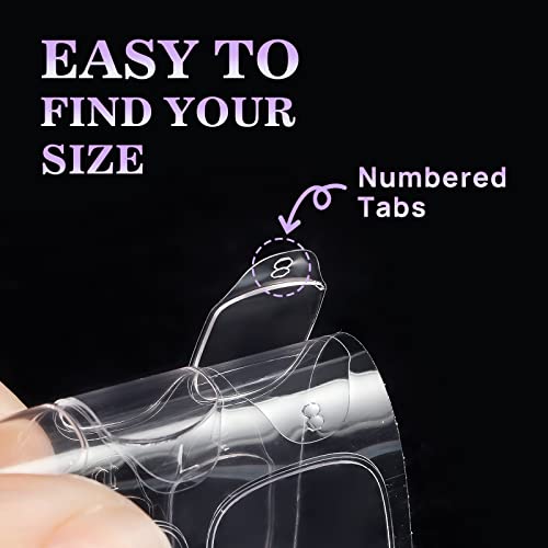 BTArtbox 10 Sheets 15 Sizes Ultra Thin & Waterproof Nail Stickers for Fake Nails, 300PCS Double Sided Jelly Nail Sticky Tabs for Manicure