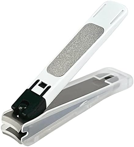 Kai Nail Clippers Type 001S White Stainless Steel Fingernail Toenail Thick Nail Clipper Cutter KE0121 with File & Catcher for Adult Seniors Men Women Made in Japan