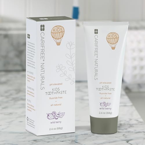 CariFree Naturals Kids Toothpaste | Fluoride-Free, 40% Xylitol, Organic Wild Berry Flavor, pH Elevated, Safe if Swallowed, Sugar-Free, 2.4 oz, Made in The USA